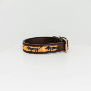 Halsband Kentucky Handgemaakte parels oranje en hond